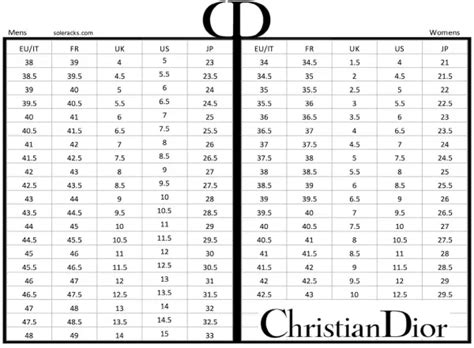 Dior shoe size chart